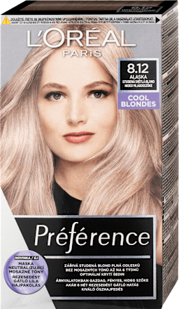barva na vlasy Alaska 8.12 studená světlá blond L'ORÉAL PARiS PRÉFÉRENCE