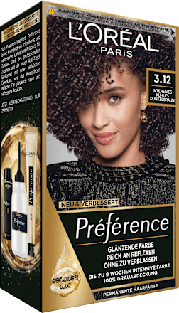 Haarfarbe 3.12 Intensives Kühles Dunkelbraun L'ORÉAL PARiS PRÉFÉRENCE