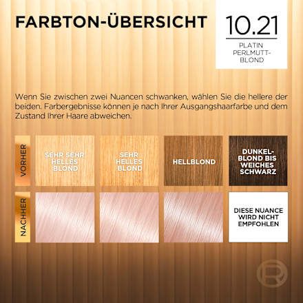 Haarfarbe 10.21 Platin Perlmuttblond L'ORÉAL PARiS PRÉFÉRENCE