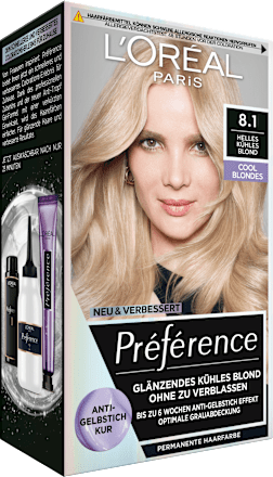 Haarfarbe 8.1 Cool Blondes Helles Kühles Blond   L'ORÉAL PARiS PRÉFÉRENCE