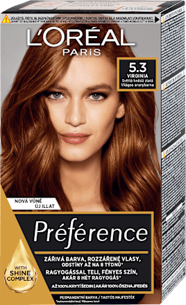 barva na vlasy Virginia světle hnědá zlatá 5.3 L'ORÉAL PARiS PRÉFÉRENCE