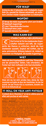Augen Roll-on Hydra Energy, Koffein + Vitamin C L'ORÉAL PARiS MEN EXPERT