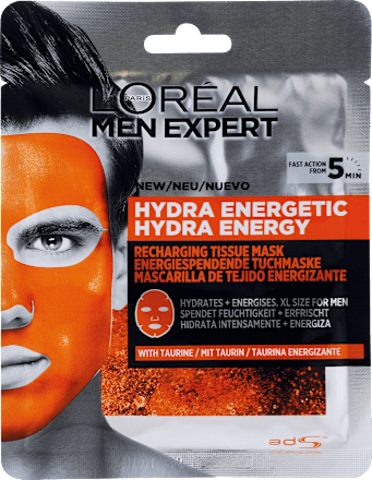 Povzbudzujúca textliná pleťová maska Hydra Energetic L'ORÉAL PARiS MEN EXPERT