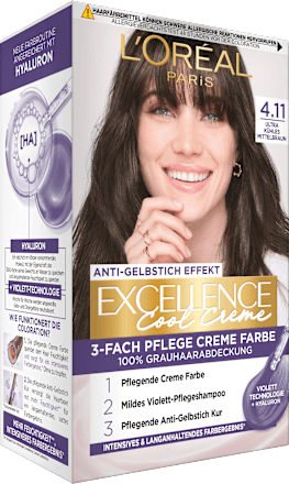 Haarfarbe Cool Creme 4.11 Mittelbraun L'ORÉAL PARiS EXCELLENCE Creme