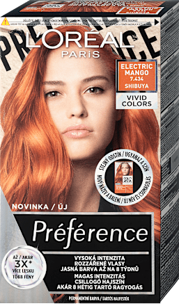 VIVID COLORS barva na vlasy 7.434 elect mango L'ORÉAL PARiS PRÉFÉRENCE