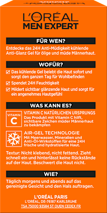 Hydra Energy 24H Anti-Müdigkeit Kühlendes Gel Anti-Glanz L'ORÉAL PARiS MEN EXPERT