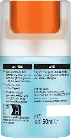 Hydra Energy 24H Anti-Müdigkeit Kühlendes Gel Anti-Glanz L'ORÉAL PARiS MEN EXPERT