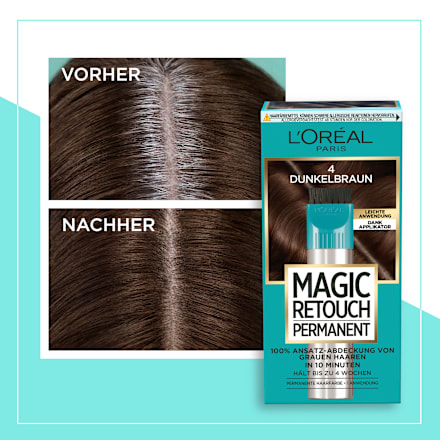 Ansatzset zur Abdeckung von grauem Haar, 4 Dunkelbraun L'ORÉAL PARiS MAGIC RETOUCH