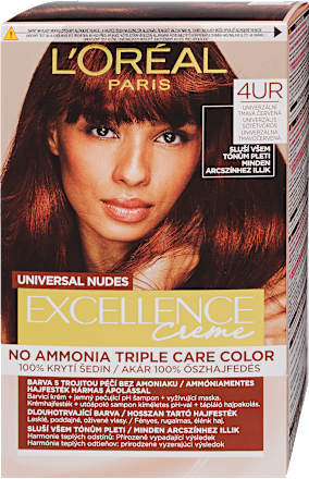Tartós hajfesték, univerzális sötétvörös 4UR L'ORÉAL PARiS EXCELLENCE Creme