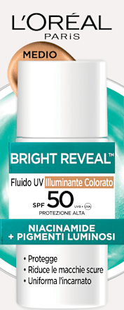 Fluido viso UV Bright Reveal illuminante SPF50 - colorazione media L'ORÉAL PARiS