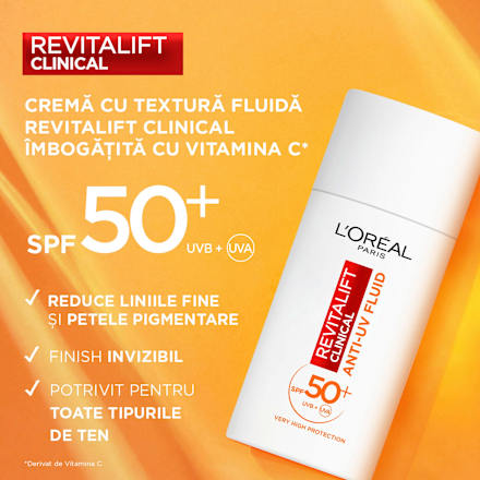 Cremă cu textură fluidă Revitalift Clinical cu Vitamina C și SPF50+ L'ORÉAL PARiS