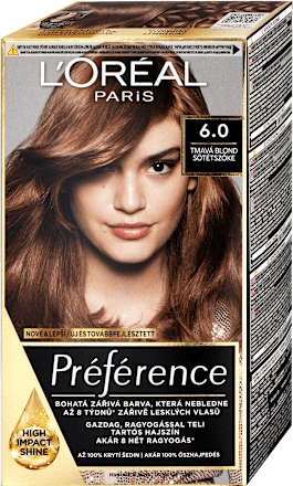 barva na vlasy 6.0 Tmavá blond L'ORÉAL PARiS PRÉFÉRENCE