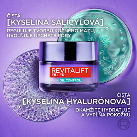 Denný pleťový gél-krém Revitalift Filler Hyaluron 8h Oil Control L'ORÉAL PARiS REVITALIFT