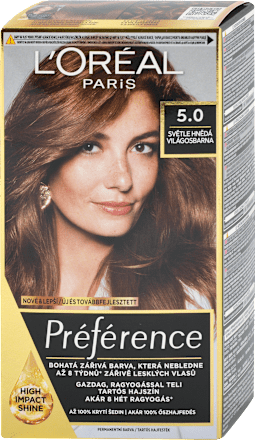 Farba na vlasy - 5.0 svetlá hnedá L'ORÉAL PARiS PRÉFÉRENCE