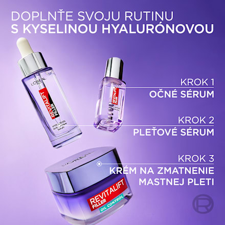 Denný pleťový gél-krém Revitalift Filler Hyaluron 8h Oil Control L'ORÉAL PARiS REVITALIFT