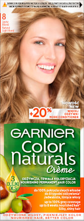 8 Jasny blond, odżywcza farba do włosów, do 100% pokrycia siwych włosów GARNIER Color naturals