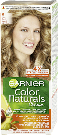 8 Jasny blond, odżywcza farba do włosów, do 100% pokrycia siwych włosów GARNIER Color naturals
