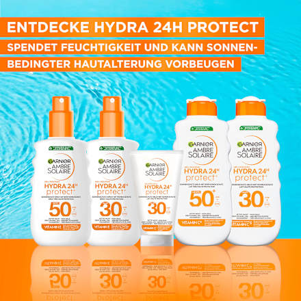 Sonnenmilch Hydra 24h feuchtigkeitsspendend, LSF 30 Reisegröße Garnier Ambre Solaire