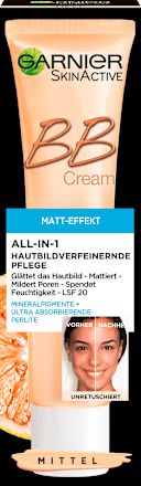 Getönte Tagescreme BB Matt-Effekt Mittel bis Dunkel Garnier Skin Active