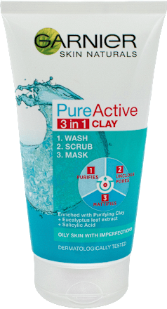 3в1 Почистващ гел + пилинг + маска  GARNIER PureActive