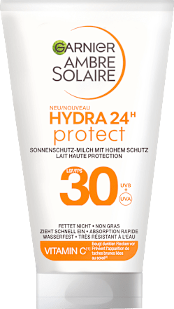 Sonnenmilch Hydra 24h feuchtigkeitsspendend, LSF 30 Reisegröße Garnier Ambre Solaire