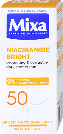Pleťový krém proti tmavým škvrnám Niacinamide Bright Protecting & Correcting SPF 50 Mixa