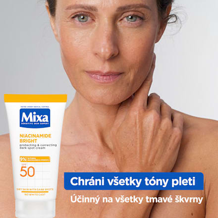 Ochranný krém proti tmavým škvrnám Niacinamide Bright Protecting & Correcting SPF 50 Mixa