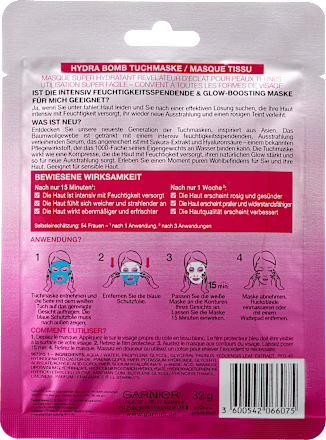 Tuchmaske Hydra Bomb Sakura Glow-Boosting Garnier Skin Active