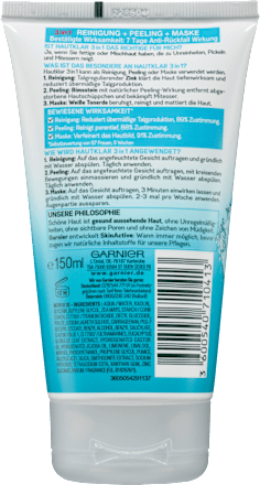 Reinigung + Peeling + Maske Hautklar 3in1 Garnier Skin Active