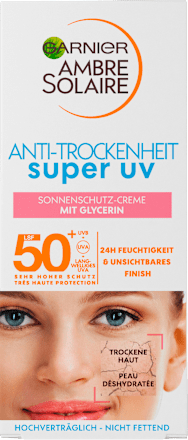 Sonnencreme Gesicht, Anti-Trockenheit super UV, LSF 50+ Garnier Ambre Solaire