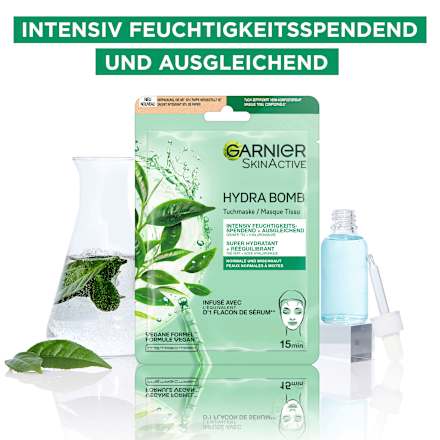 Tuchmaske Hydra Bomb Hyaluronsäure + grüner Tee Garnier Skin Active
