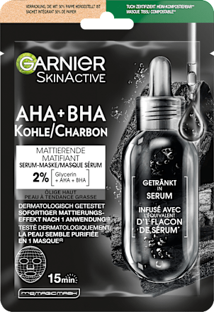 Tuchmaske Serum AHA + BHA Kohle/Charbon Garnier Skin Active