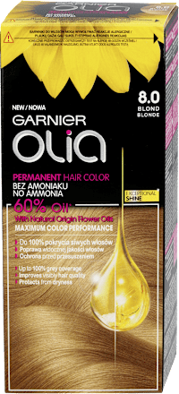 8.0 Blond, farba do włosów bez amoniaku, 60% olejków GARNIER olia