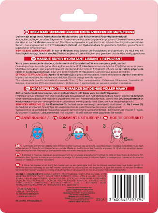 Tuchmaske Hydra BombAnti Age Traube		 Garnier Skin Active