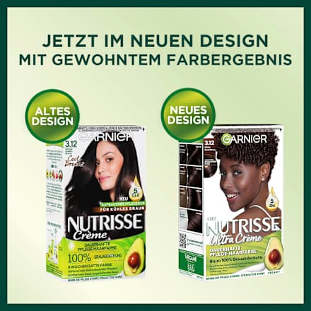 Nutrisse Creme dauerhafte Pflege-Haarfarbe - 3.12 Kühles Dunkelbraun GARNIER NUTRISSE