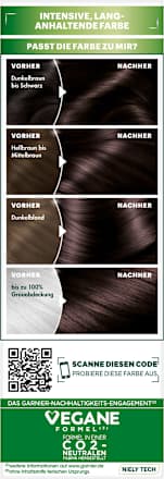 Nutrisse Creme dauerhafte Pflege-Haarfarbe - 3.12 Kühles Dunkelbraun GARNIER NUTRISSE