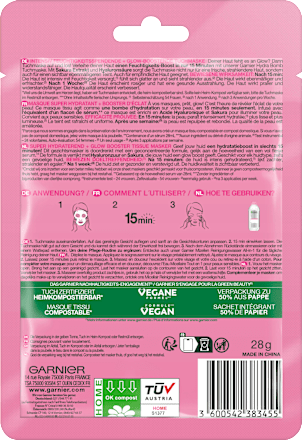 Tuchmaske Hydra Bomb Sakura Glow-Boosting  Garnier Skin Active