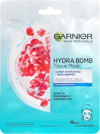 Шийт маска за лице с нар Hydra Bomb GARNIER SKIN NATURALS