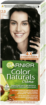 2.00 Soft Black , odżywcza farba do włosów, do 100% pokrycia siwych włosów GARNIER