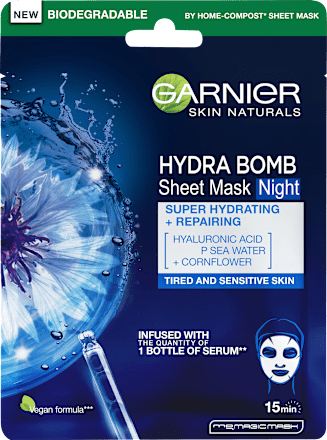Нощна шийт маска за лице Hydra Bomb GARNIER SKIN NATURALS
