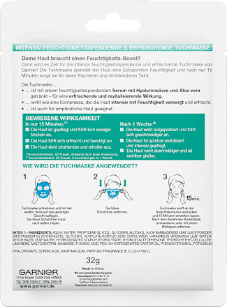 Tuchmaske Hydra Bomb Aloe Vera Garnier Skin Active