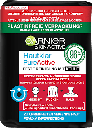 Hautklar PureActive Feste Reinigung mit Kohle Garnier Skin Active