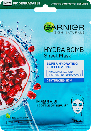 Hydra Bomb mască tip șervețel cu extract de rodie GARNIER SKIN NATURALS