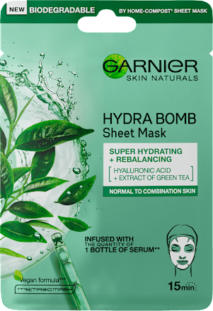 Hydra Bomb mască șervețel cu extract de ceai verde GARNIER SKIN NATURALS