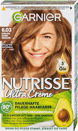 Nutrisse Ultra Creme Haarfarbe - Nr. 6.03 Natürliches Goldenes Dunkelblond GARNIER NUTRISSE