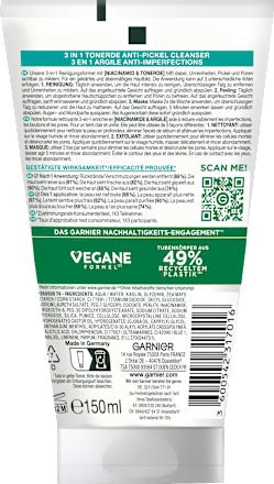 Anti Pickel Reinigungscreme Hautklar 3in1 Tonerde Garnier Skin Active