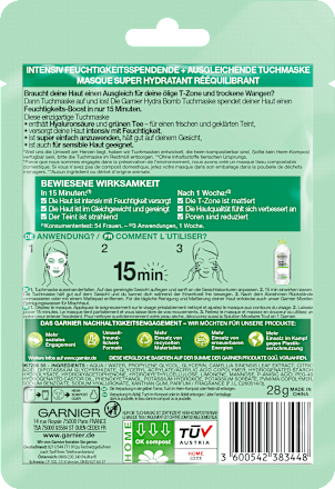 Tuchmaske Hydra Bomb Grüntee   Garnier Skin Active