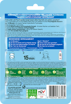 Tuchmaske Hydra Bomb Granatapfel  Garnier Skin Active