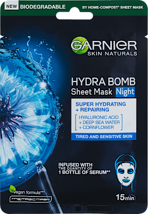 noční textilní pleťová maska Moisture Bomb GARNIER SKIN NATURALS