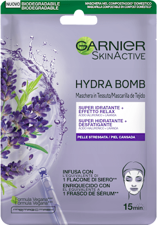Maschera in tessuto SKINACTIVE HYDRA BOMB super idratante defaticante GARNIER SKIN ACTIVE